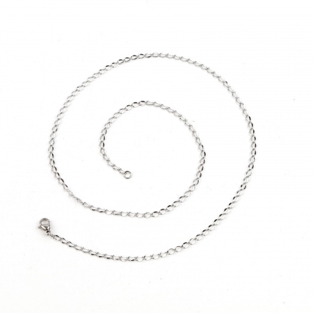 304 Stainless Steel Link Curb Chain Necklace Silver Tone 50.5cm(19 7/8") long, Chain Size: 5x2.5mm(2/8"x1/8"), 1 Piece