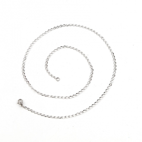 Immagine di 304 Acciaio Inossidabile Catena Singolare Collana Tono Argento lunghezza: 50.5cm , Dimensione della Catena: 5mm x 2.5mm 1 Pz