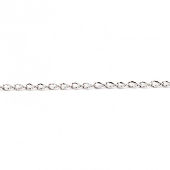 Immagine di 304 Acciaio Inossidabile Catena Singolare Collana Tono Argento lunghezza: 50.5cm , Dimensione della Catena: 5mm x 2.5mm 1 Pz
