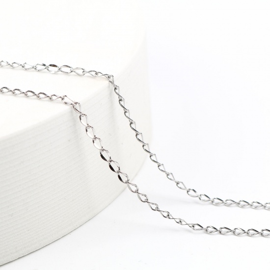 Immagine di 304 Acciaio Inossidabile Catena Singolare Collana Tono Argento lunghezza: 50.5cm , Dimensione della Catena: 5mm x 2.5mm 1 Pz