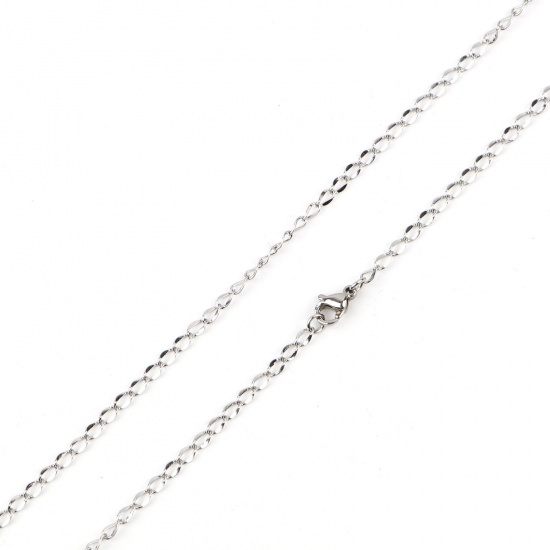 Immagine di 304 Acciaio Inossidabile Catena Singolare Collana Tono Argento lunghezza: 50.5cm , Dimensione della Catena: 5mm x 2.5mm 1 Pz