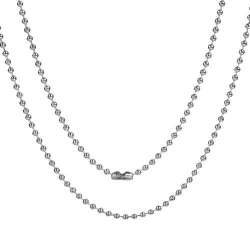 Picture of 304 Stainless Steel Ball Chain Necklace Silver Tone 60cm(23 5/8") long, Chain Size: 2mm(1/8"), 1 Piece