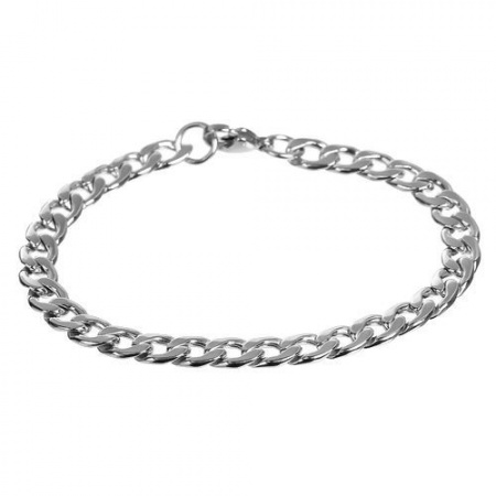 304 Stainless Steel Lobster Clasp Link Curb Chain Bracelets Silver Tone 21cm(8 2/8") long, 1 Piece