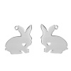 Picture of 304 Stainless Steel Easter Pet Silhouette Charms Rabbit Animal Silver Tone The Rabbit Has My Heart 25mm(1") x 23mm( 7/8"), 2 PCs