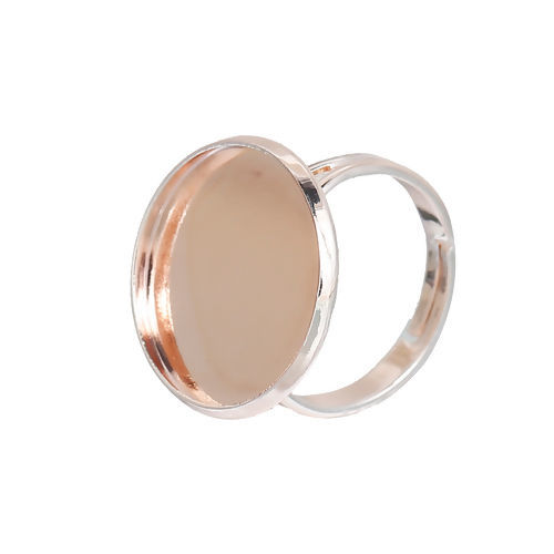 銅 リング 指輪 円形 ローズゴールド カボション台座付き (適応サイズ： 12mm) 16.5mm（日本サイズ約11号） 5 個 の画像