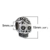 Image de Breloque en Alliage de Zinc 3D Crâne Mexicain Argent Vieilli 15mm x 10mm, 5 Pcs
