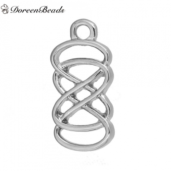 Picture of Zinc Based Alloy Charms Infinity Symbol Silver Tone Heart Hollow 16mm( 5/8") x 14mm( 4/8"), 5 PCs