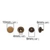 Picture of Copper Metal Snap Fastener Buttons Round Antique Bronze 10mm x6mm( 3/8" x 2/8") 10mm x4mm( 3/8" x 1/8") 9mm x6mm( 3/8" x 2/8") 9mm x3mm( 3/8" x 1/8"), 20 Sets(4 PCs/Set)