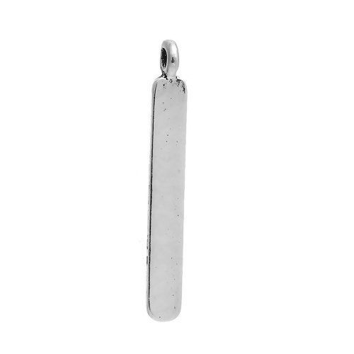 Picture of Zinc Based Alloy Charms Rectangle Antique Silver Color 28mm(1 1/8") x 4mm( 1/8"), 20 PCs