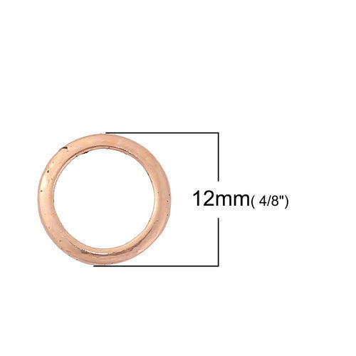 Picture of 1mm Zinc Based Alloy Closed Soldered Jump Rings Findings Round Rose Gold 12mm Dia, 50 PCs