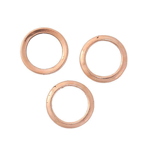 Picture of 1mm Zinc Based Alloy Closed Soldered Jump Rings Findings Round Rose Gold 12mm Dia, 50 PCs