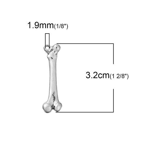 Bild von Zinklegierung 3D Anhänger Femurknochen Antiksilber 32mm x 9mm 5 Stück