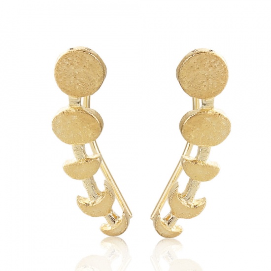 Picture of Ear Climbers/ Ear Crawlers Gold Plated Phases Of The Moon 23mm( 7/8") x 7mm( 2/8"), Post/ Wire Size: (21 gauge), 1 Pair