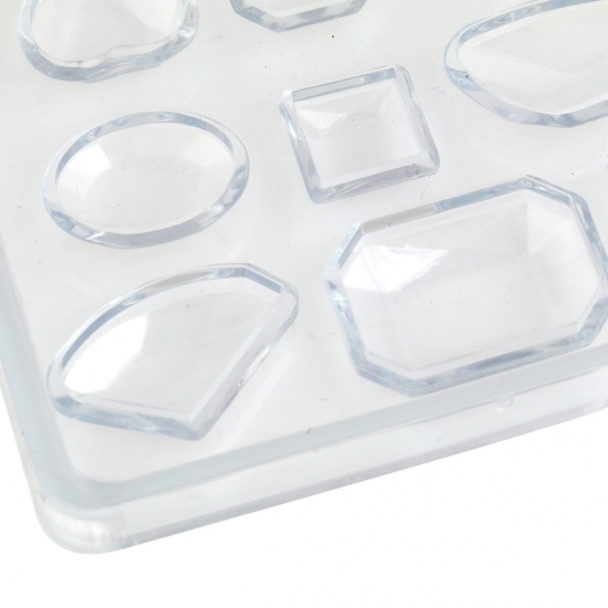 Picture of Silicone Resin Mold For Jewelry Making 10 Mixed Shape White 75mm(3") x 60mm(2 3/8"), 1 Piece