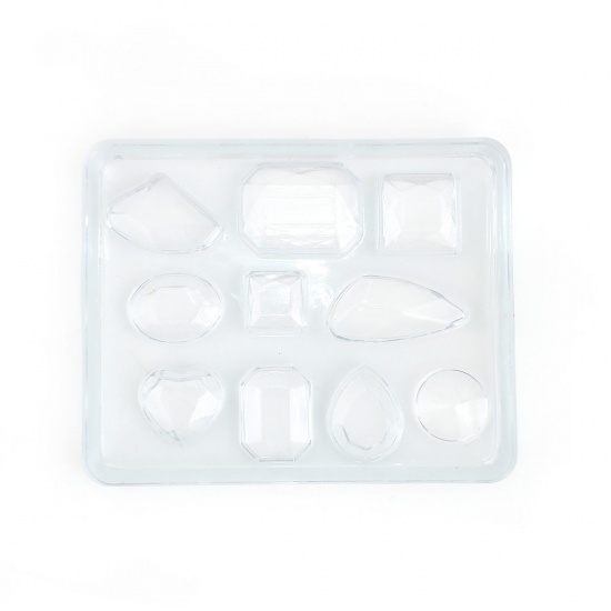 Picture of Silicone Resin Mold For Jewelry Making 10 Mixed Shape White 75mm(3") x 60mm(2 3/8"), 1 Piece