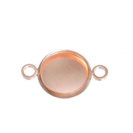 Conectores Soporta a cabachones Latón de Ronda , Oro Rosa Base Camafeo 10mm 19mm x 12mm, 10 Unidades