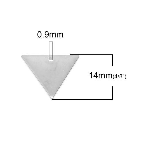 Imagen de Latón Colgantes Charms Geométrico Argentado Triángulo 14mm x 12mm, 10 Unidades