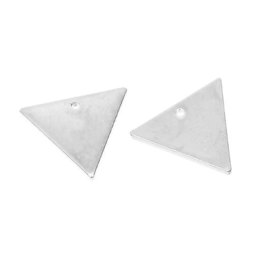 Imagen de Latón Colgantes Charms Geométrico Argentado Triángulo 14mm x 12mm, 10 Unidades