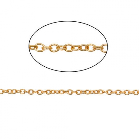Picture of 1 M (Approx 3.28 Foot) Stainless Steel Link Cable Chain For Handmade DIY Jewelry Making Findings Oval Gold Plated 2x1.6mm