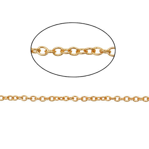 Immagine di Acciaio Inossidabile Ovale Cavo Catena Accessori Oro Placcato 2x1.6mm, 1 M