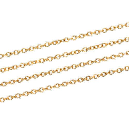 Immagine di Acciaio Inossidabile Ovale Cavo Catena Accessori Oro Placcato 2x1.6mm, 1 M