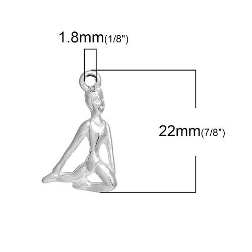 Immagine di Lega di Zinco Sport Charms Atleta Argento Placcato 22mm x 14mm , 10 Pz