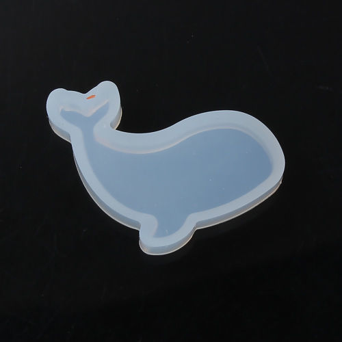 Picture of Silicone Resin Mold For Jewelry Making Whale Animal White 47mm(1 7/8") x 30mm(1 1/8"), 1 Piece