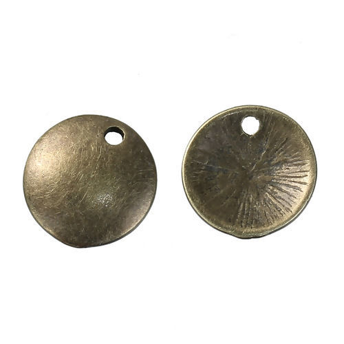 Picture of Zinc Based Alloy Blank Stamping Tags Charms Round Antique Bronze 12mm( 4/8") Dia, 20 PCs