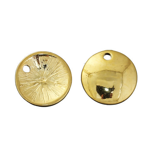 Picture of Zinc Based Alloy Blank Stamping Tags Charms Round Gold Plated 12mm( 4/8") Dia, 20 PCs