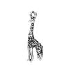 Picture of Zinc Based Alloy Charms Giraffe Animal Antique Silver Color 29mm(1 1/8") x 9mm( 3/8"), 20 PCs