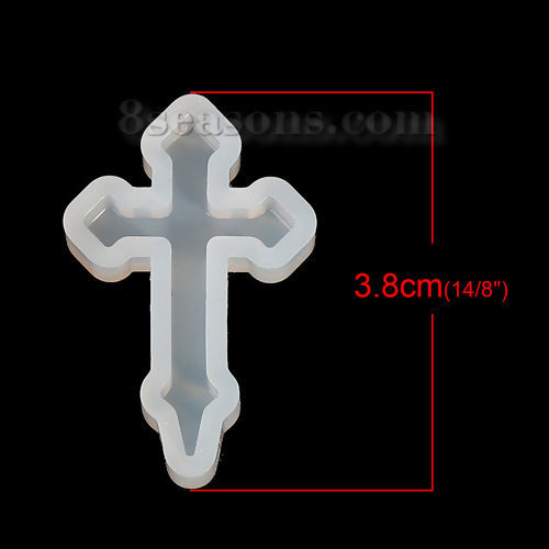 Immagine di Silicone Muffa della Resina per Gioielli Rendendo Croce Bianco 38mm x 25mm, 1 Pz