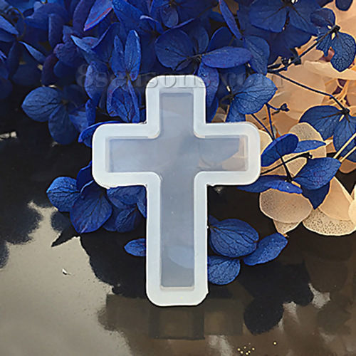 Immagine di Silicone Muffa della Resina per Gioielli Rendendo Croce Bianco 38mm x 28mm, 1 Pz