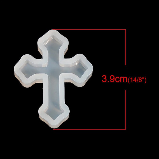 Immagine di Silicone Muffa della Resina per Gioielli Rendendo Croce Bianco 38mm x 28mm, 1 Pz