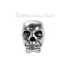 Image de Perles en Alliage de Zinc 3D Tête de Mort Crâne Halloween Argent Vieilli 12mm x 8mm, Taille de Trou: 3.7mm, 30 Pcs
