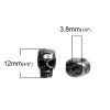 Image de Perles en Alliage de Zinc 3D Tête de Mort Crâne Halloween Gun Métal 12mm x 8mm, Taille de Trou: 3.8mm, 20 Pcs