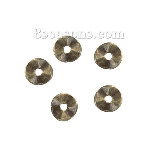 Bild von Zinklegierung Zwischenperlen Spacer Perlen Welle Bronzefarbe ca. 6mm D., Loch:ca. 1.3mm, 50 Stück