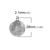 Picture of Zinc Based Alloy Boho Chic Charms Round Antique Silver Color Wave 28mm(1 1/8") x 24mm(1"), 5 PCs
