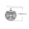 Immagine di Lega di Zinco Stile Bohemien Ciondoli Tondo Argento Antico Filigrana (Addetti ss10 Strass) 74mm x 64mm , 2 Pz