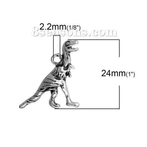 Bild von Zinklegierung Charms Velociraptor Antiksilber 24mm x 22mm, 5 Stück