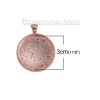 Picture of Zinc Based Alloy Pendants Round Rose Gold Cabochon Settings (Fits 30mm Dia.) 43mm(1 6/8") x 34mm(1 3/8"), 5 PCs