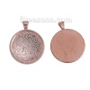 Picture of Zinc Based Alloy Pendants Round Rose Gold Cabochon Settings (Fits 30mm Dia.) 43mm(1 6/8") x 34mm(1 3/8"), 5 PCs