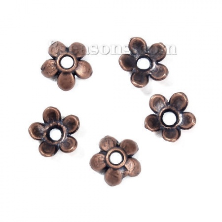 Lega di Zinco Coppette Copriperla Fiore Ossido di Rame (Addetti 6mm Perline) 6mm x 6mm, 500 Pz