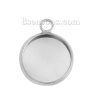Picture of Brass Charms Round Silver Plated Cabochon Settings (Fits 12mm Dia.) 18mm( 6/8") x 14mm( 4/8"), 20 PCs                                                                                                                                                         