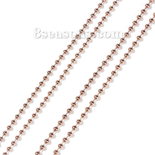 Immagine di Acciaio Inossidabile Catena a Pallini Collana Oro Rosa lunghezza: 75.5cm , Dimensione della Catena: 2.4mm 1 Pz