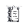 Picture of Zinc Based Alloy Charms Rectangle Antique Silver Color Message " Once Upon a Time " 17mm( 5/8") x 12mm( 4/8"), 20 PCs