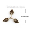Picture of Brass Beads Caps Leaf Antique Bronze (Fit Beads Size: 12mm Dia.) 18mm( 6/8") x 15mm( 5/8"), 3 PCs                                                                                                                                                             