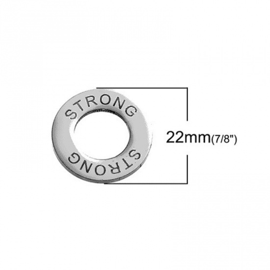 Image de Pendentifs Inspirer en 304 Acier Inoxydable Annulaire Argent Mat Gravé Mots " FAITH " 22mm Dia, 2 Pcs