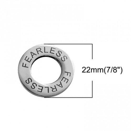 Image de Pendentifs Inspirer en 304 Acier Inoxydable Annulaire Argent Mat Gravé Mots " FAITH " 22mm Dia, 2 Pcs