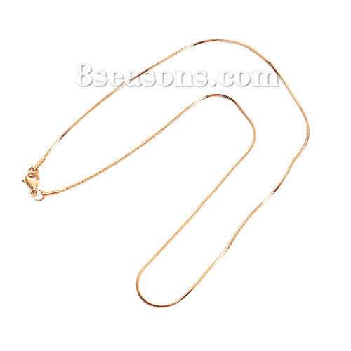 Immagine di 1 Pz Placcatura Sottovuoto PVD Ecologica Elegante Semplice Oro Placcato 304 Acciaio Inossidabile Catena di Serpente Collana Unisex Regalo 45cm Lunghezza, Dimensione della Catena: 1.1mm