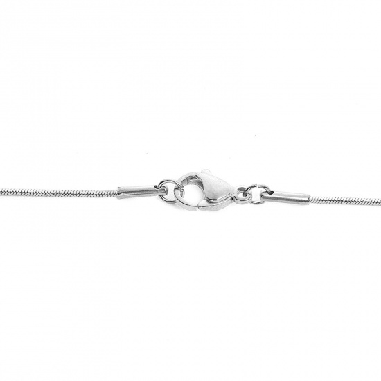 Picture of 304 Stainless Steel Snake Chain Necklace Silver Tone 45.5cm(17 7/8") long, Chain Size: 1mm, 1 Piece